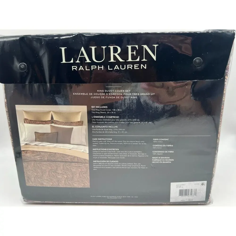 Ralph Lauren Hallie Refined Paisley King Duvet and 2 King Shams New.